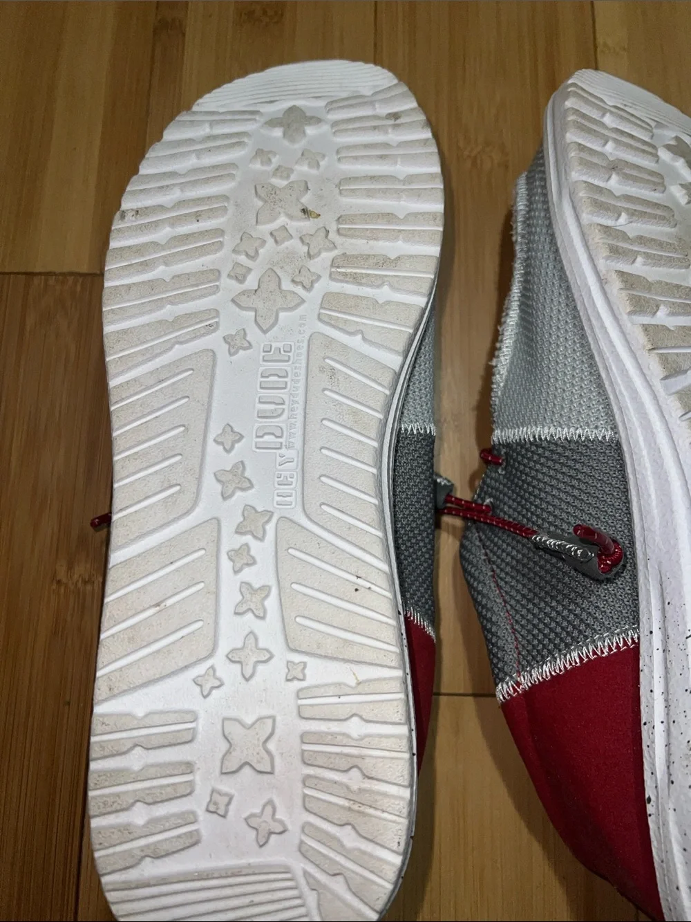 Hey Dude Men's Casual Slip-On Shoes in Gray and Red